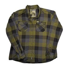Dixxon “The Patton” Women’s XL Flannel Green Gray Plaid Button-Up